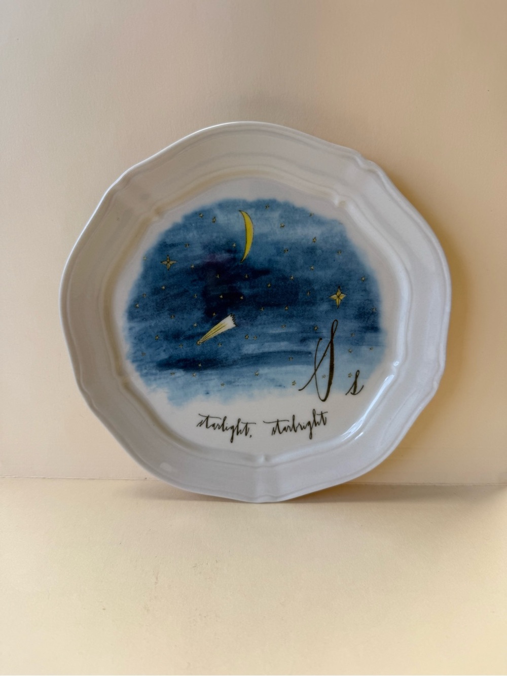 Anthropologie Calligrapher Monogram Linea Carta Dina Pyari Letter S Canape Plate
